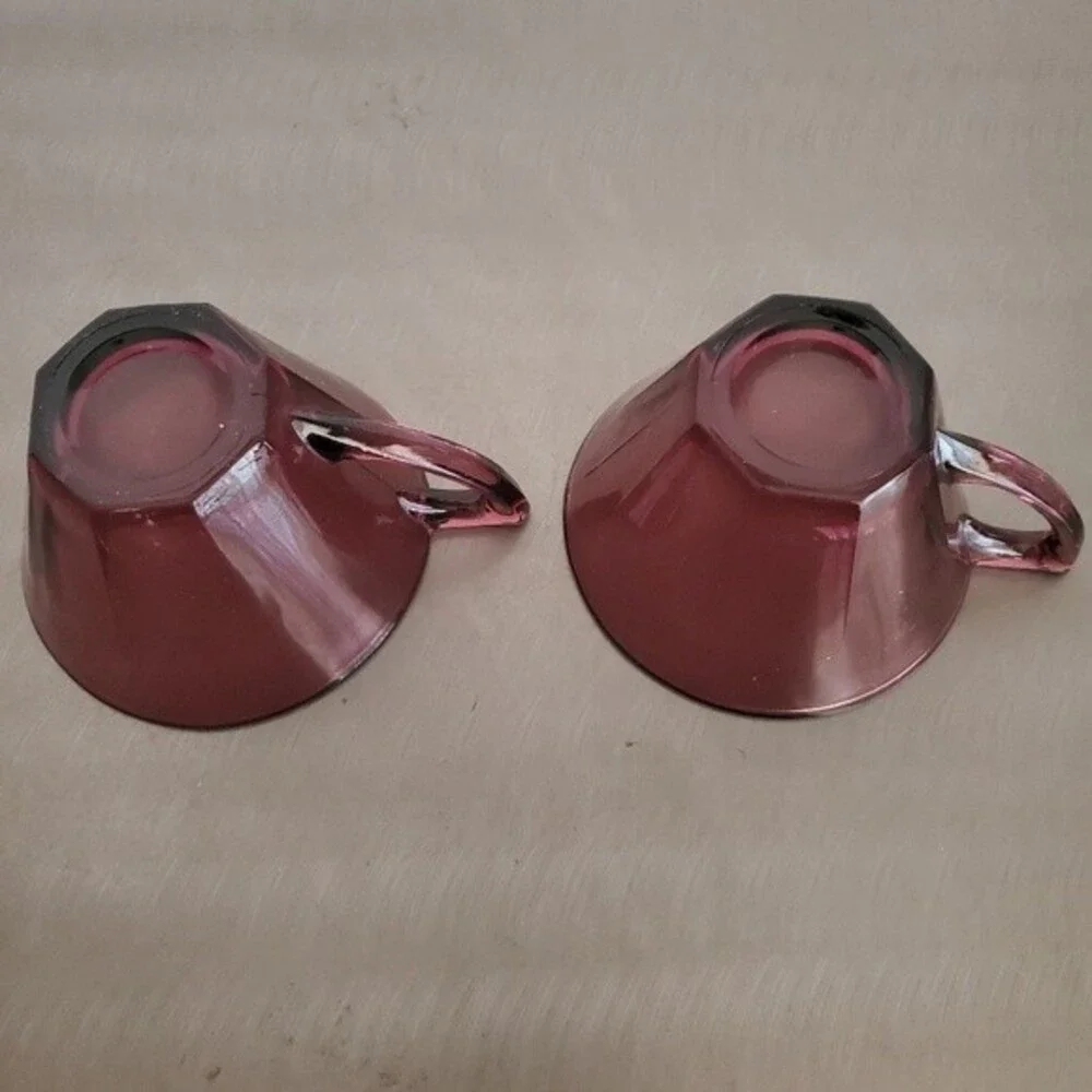 Vintage Hazel Atlas Moroccan Amethyst Purple Glass Cups USA Set of 2